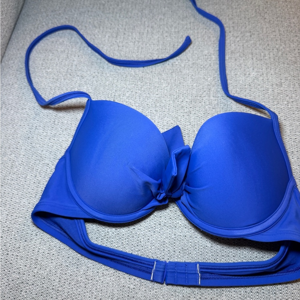 aerie Cobalt Blue Padded Bikini Top with Halter Strap
